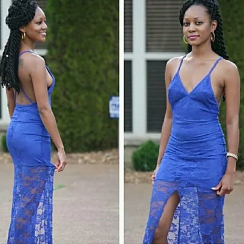 Royal Blue Lace Cocktail Dress - W by Wenjie